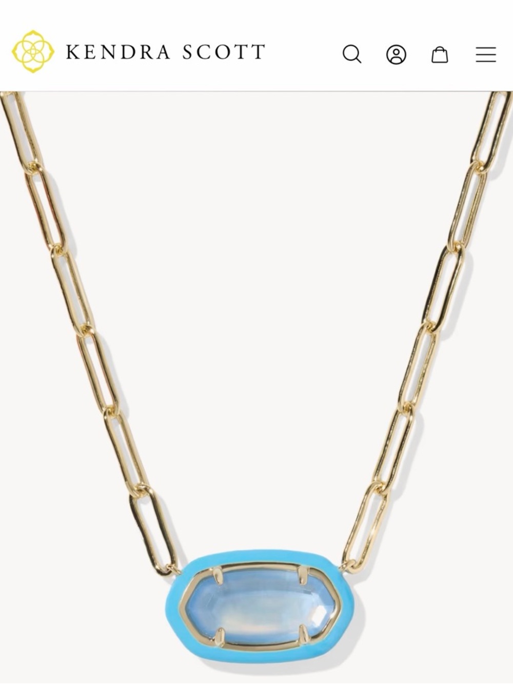Great Deal! NWT Kendra Scott Elisa Enamel Frame Gold Paperclip Necklace
